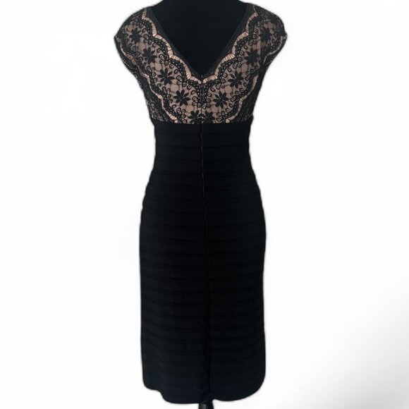 Adrianna Papell Black Lace & Shutter Pleat Dress Size 4 - Picture 1 of 14